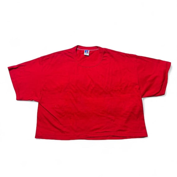 Russell Athletic 80s Vintage Cotton Crop Top Football Jersey T