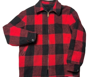 Vintage 70er Jahre Wolle Buffalo Plaid Mackinaw Jagdjacke klein