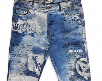Moschino Jeans Made in Italy Vintage 90s Graffiti Painted Denim 36