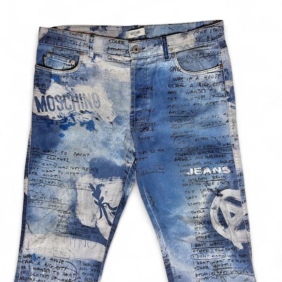 Moschino Jeans Made in Italy Vintage 90s Graffiti Painted Denim 36