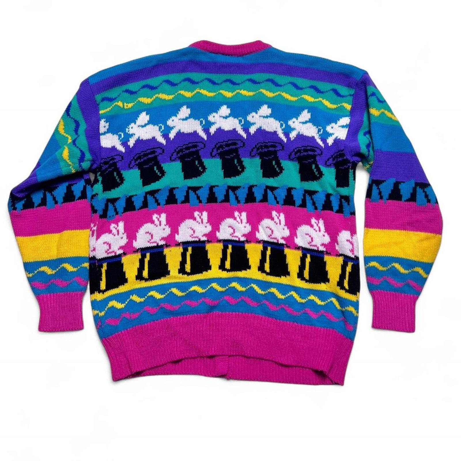 Gerard Works 80s Vintage Magician Magic Rabbit Sweater Cardigan