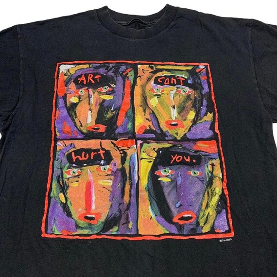 Art Can't Hurt You T Shirt Vintage 1991 Fred Babb Black Single