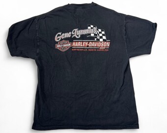 Harley Davidson Chain Link Logo Y2K Vintage Faded Black T-shirt