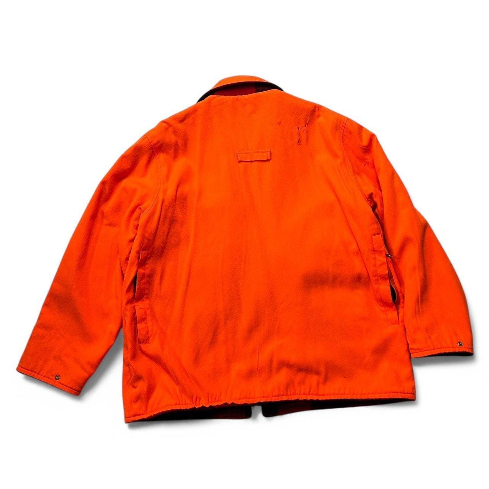 Woolrich 70s Wool Buffalo Plaid Mackinaw Reversible Orange Blaze