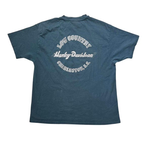 Harley Davidson Eagle 90s Vintage T-shirt Blue Graphic Tee Biker