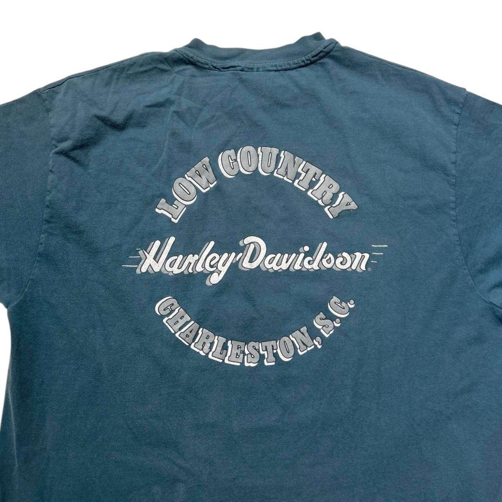 Harley Davidson Eagle 90s Vintage T-shirt Blue Graphic Tee Biker
