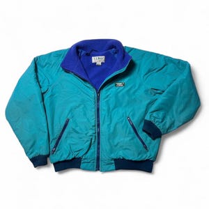 L.L. Bean Vintage 90s Warm up USA Blue Nylon Shell Fleece Bomber