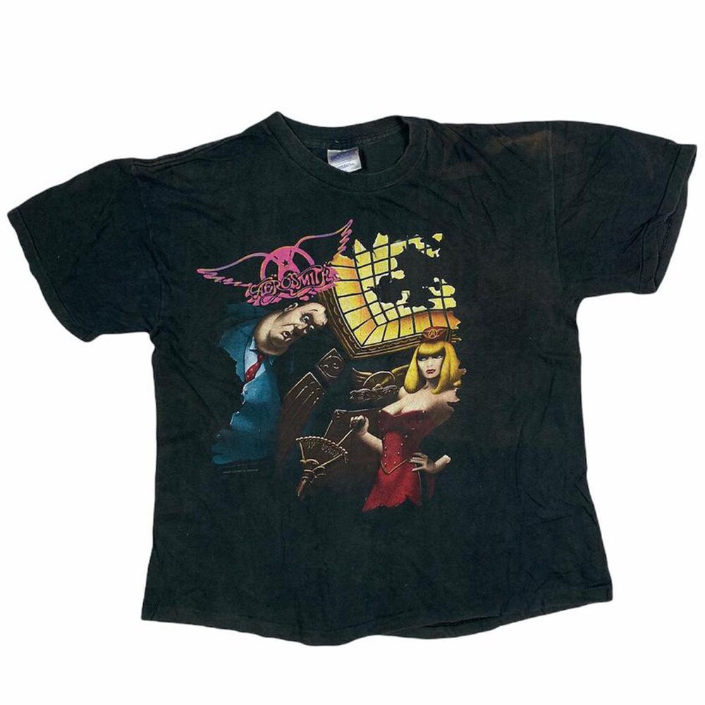 Aerosmith Vintage 90S Pump Tour 1990 Faded Black Band T-Shirt Brockum Tee Medium Customtrending Deisgned