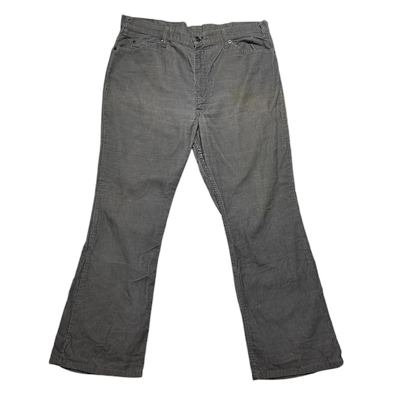 Levis Jeans 517 VTG 70s Grey Corduroy Flare Leg Pants Talon Zip
