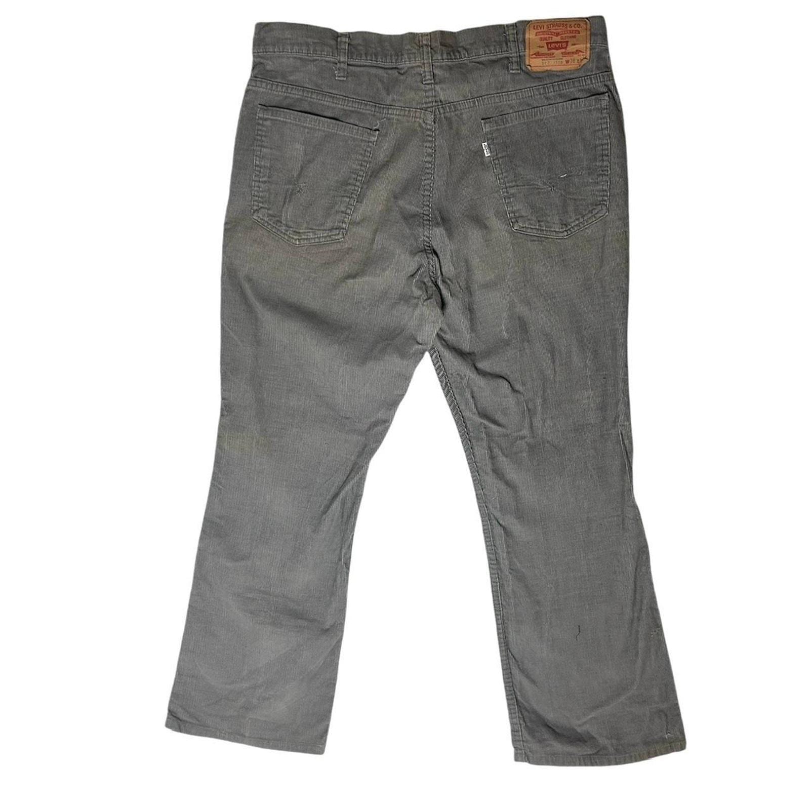 Levis Jeans 517 VTG 70s Grey Corduroy Flare Leg Pants Talon Zip