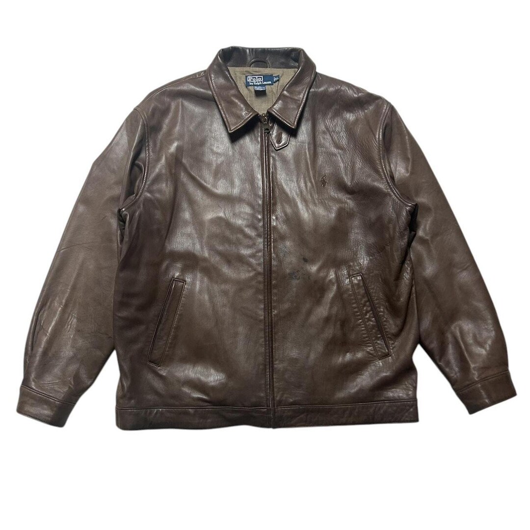Polo Ralph Lauren Vintage 90s Brown Leather Houndstooth