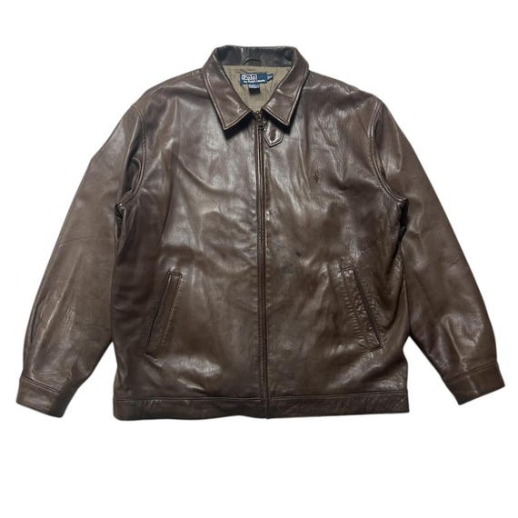 ジャケット・アウター 90s Polo Ralph Lauren Brown Leather jkt Vintage 90s Polo Ralph Lauren Men's Light Brown Leather