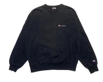 Champion des années 90 Reverse Weave vintage sweat-shirt en coton noir pull grand