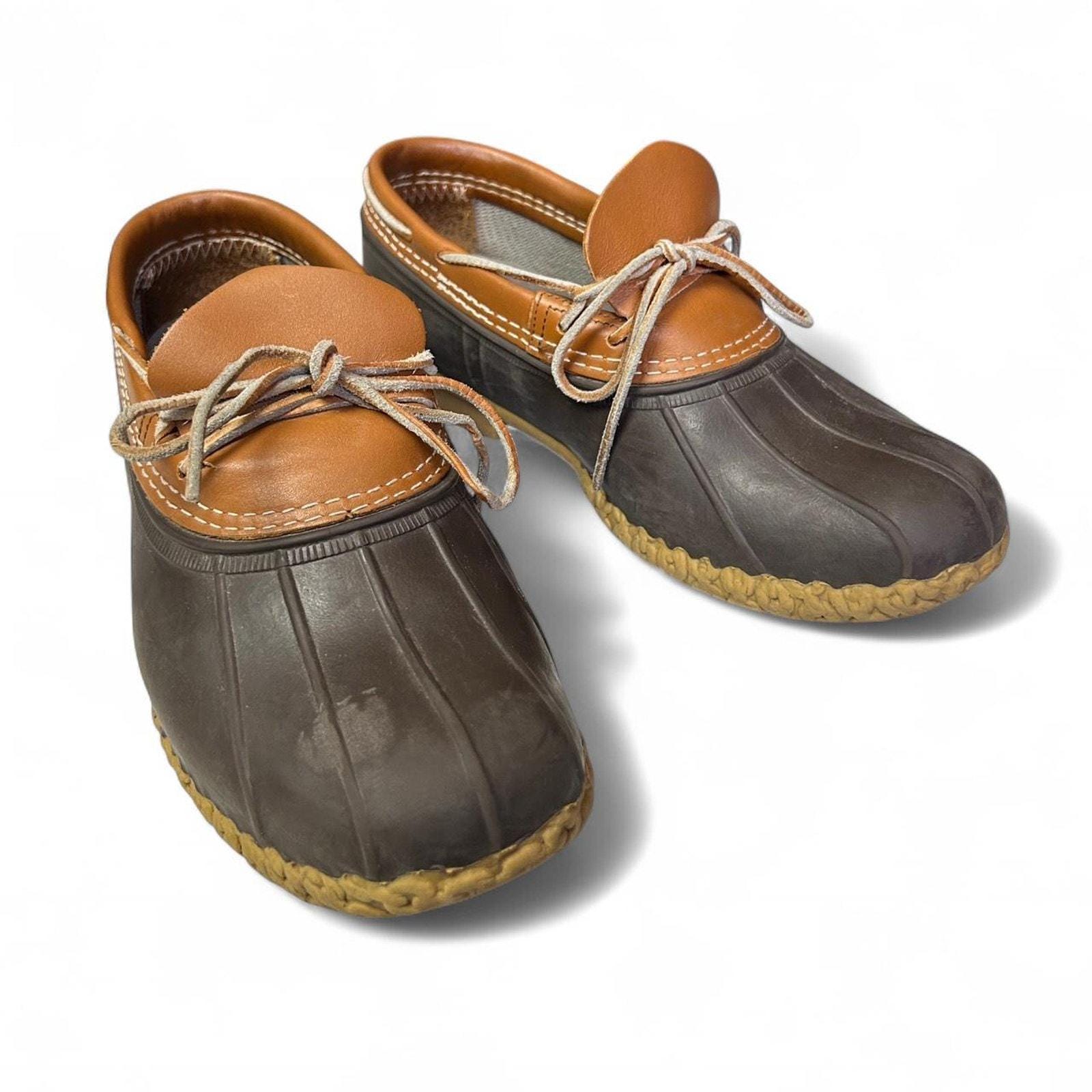 L.L. Bean Maine Duck Boot Brown Leather Boat Shoe Low Top Mens US