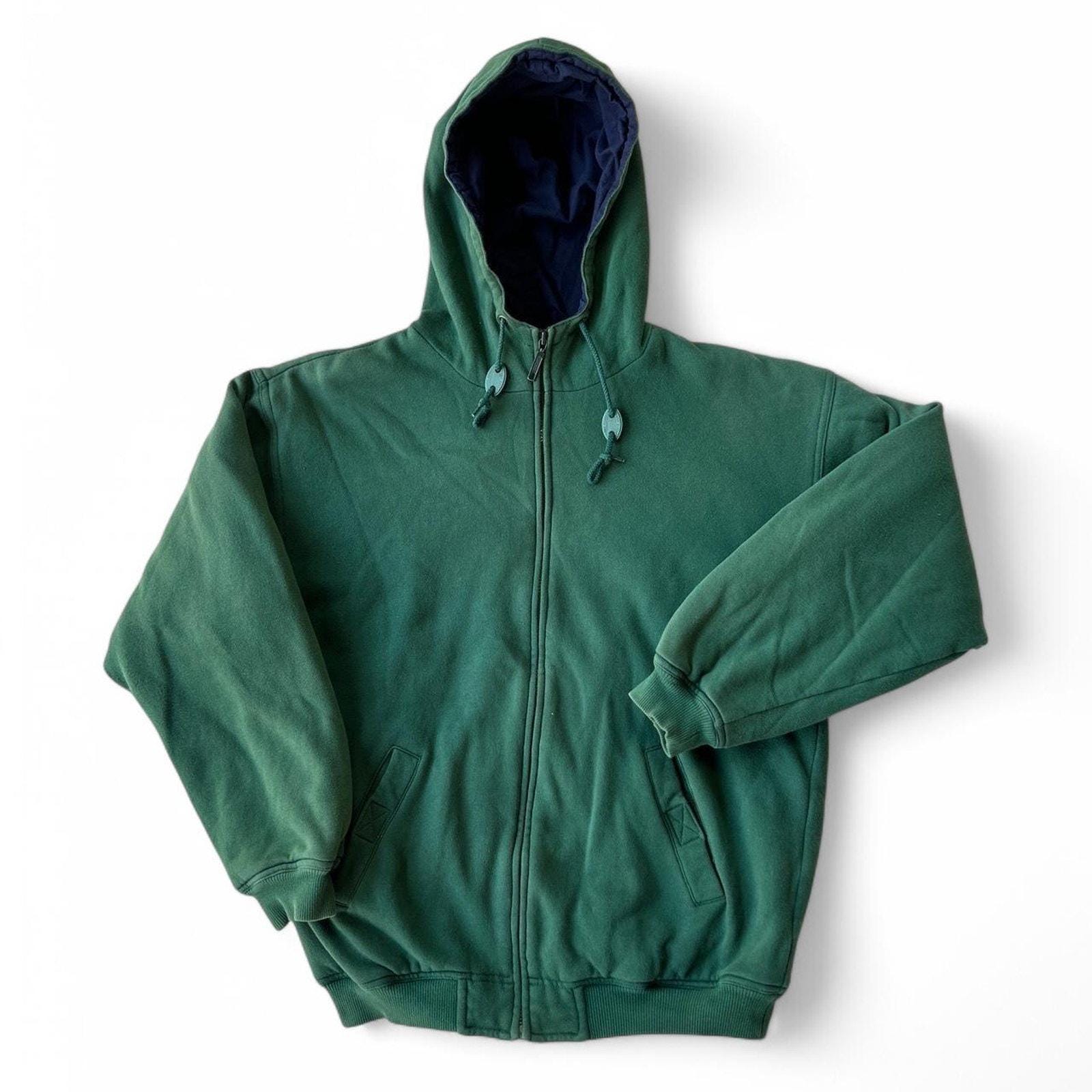 ジャケット・アウター Eddie Bauer 90s vintage zip-up hoodie Eddie Bauer Vintage 90s Full Zip Green Cotton Hoodie Double