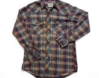 Chemise western à carreaux WRANGLER vintage faite aux États