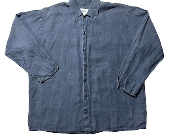 FLACHS Jeanne Engelhart Leinen Button Up Shirt Langarm Bluse 1G