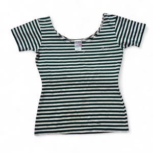 Guess Jeans 80s Vintage Green White Striped Womens T-shirt Small