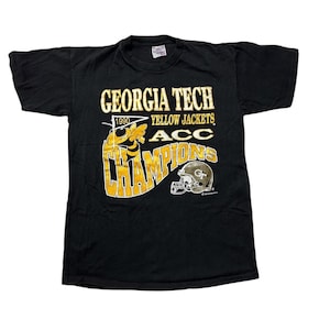Georgia Tech Yellow Jackets Football Vintage 90s Black Graphic Tee T-shirt Small