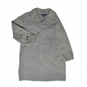 Polo Ralph Lauren Grey Cotton Trench Coat Military Foul Weather Button Jacket XL