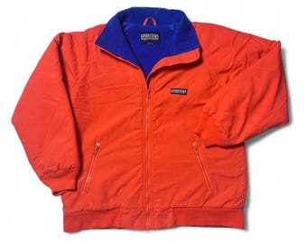 90s usa製 LAND'S END orange nylon jacket Vintage Lands End Burnt Orange Fleece Lined Bomber Jacket - Etsy