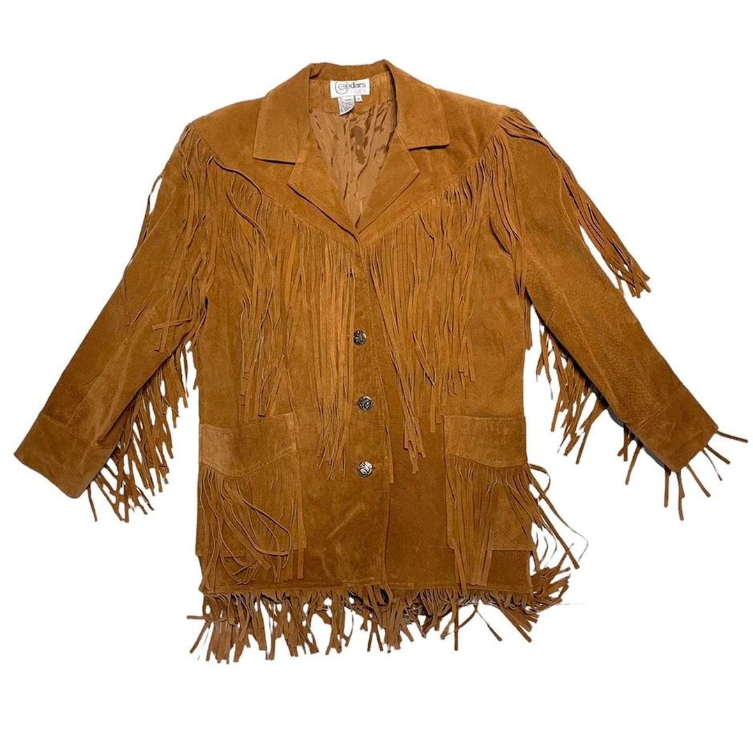 Vintage Brown Suede Leather Fringe Tassel Jacket Women's Medium Etsy