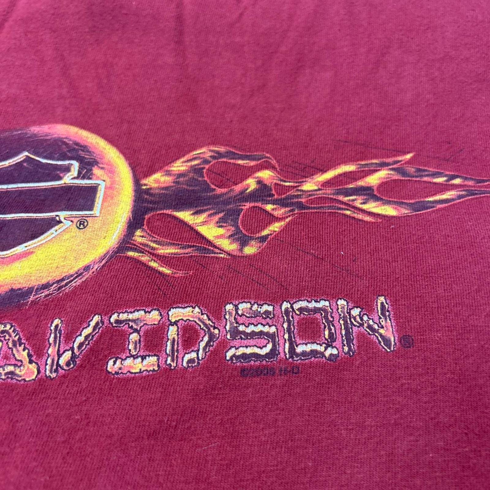 Harley Davidson Flame Logo Y2K Vintage Red Biker Motorcycle T