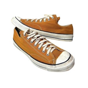 Converse All Star Chuck Taylor USA VTG 1970s Low Top Sneakers Yellow Mens 13.5