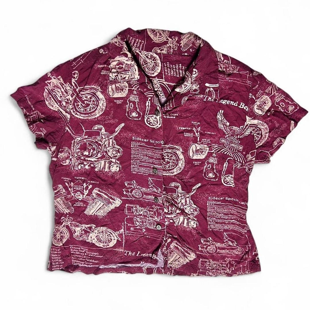 Harley Davidson Motorcycles Tori Richard 90s Womens Hawaiian