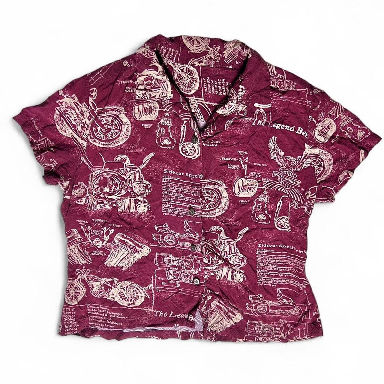 Harley Davidson Motorcycles Tori Richard 90s Womens Hawaiian