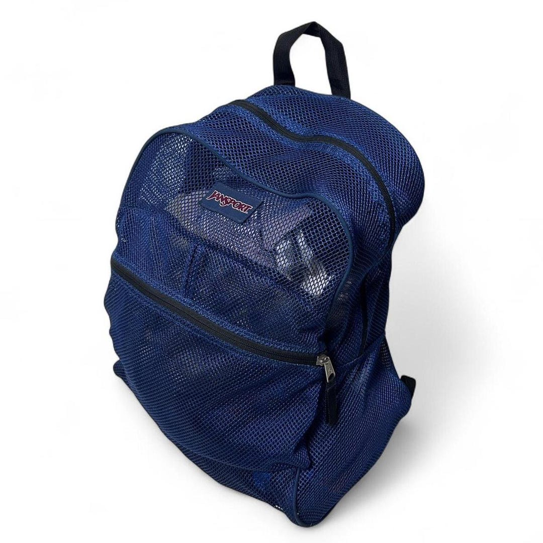 Jansport Blue Black Nylon Mesh Backpack Bookbag School Gym Bag - Etsy