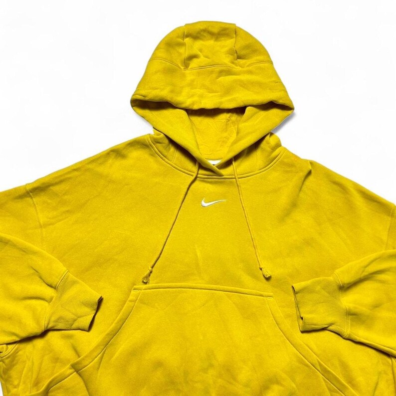 Nike Vintage Y2k Center Swoosh hoodie geel boxy sweatshirt groot afbeelding 3