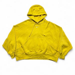 Nike Vintage Y2k Center Swoosh hoodie geel boxy sweatshirt groot afbeelding 1