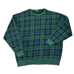Polo Ralph Lauren Vintage 90s Blackwatch Plaid Crewneck Sweatshirt