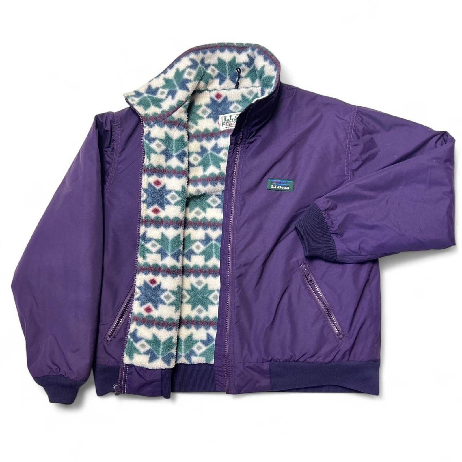 L.L. Bean 90s Warm up USA Purple Nylon Shell Aztec Fleece Lined