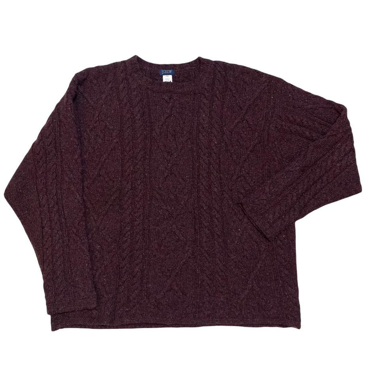 J.crew 90s VTG Burgandy Wool Cable Knit Crew Neck Pullover Sweater Jumper  XXL 