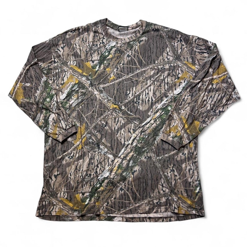Maglietta mimetica da caccia a maniche lunghe Mossy Oak Shadow Branch Vintage Y2k, 2XL immagine 1