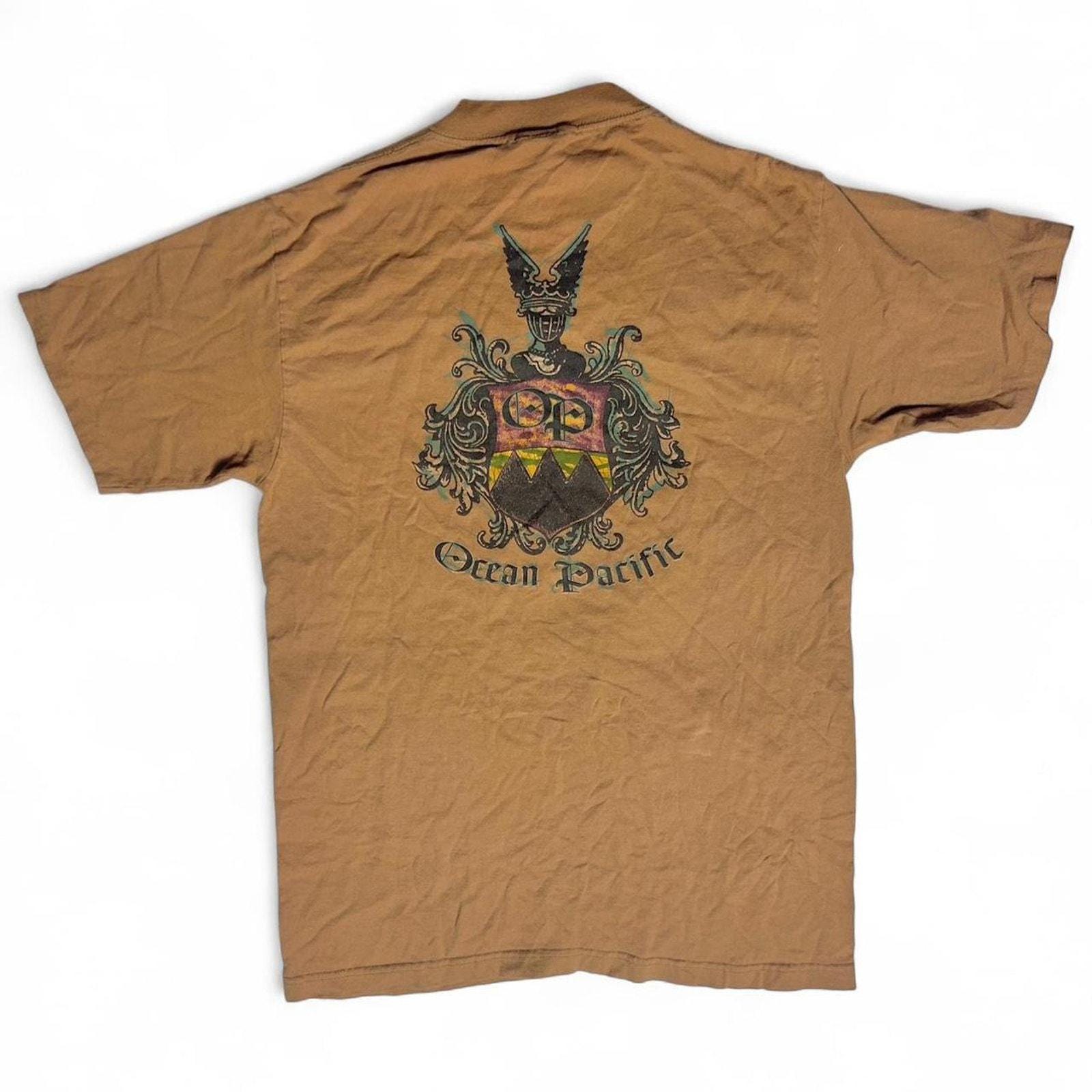 Ocean Pacific 90s Vintage USA Made T-shirt Brown Surf Skate