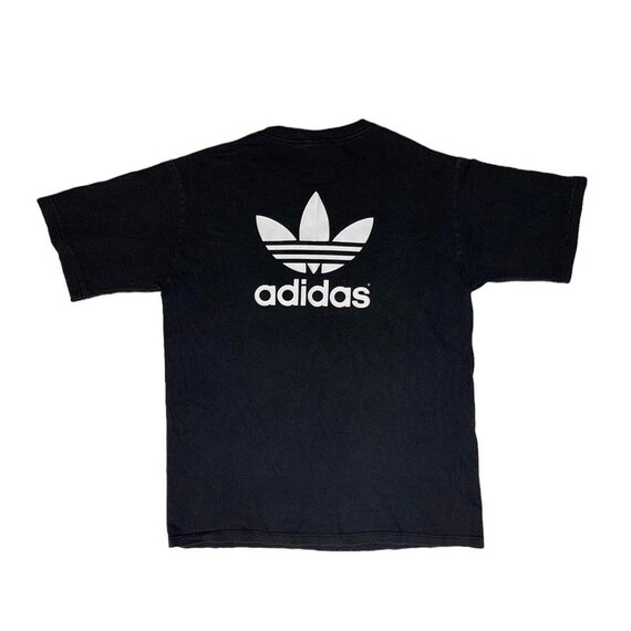 ウェア 90s adidas trefoil logo geometric shirt ADIDAS Trefoil Sportswear Vintage 90s Black Logo T-shirt Tee