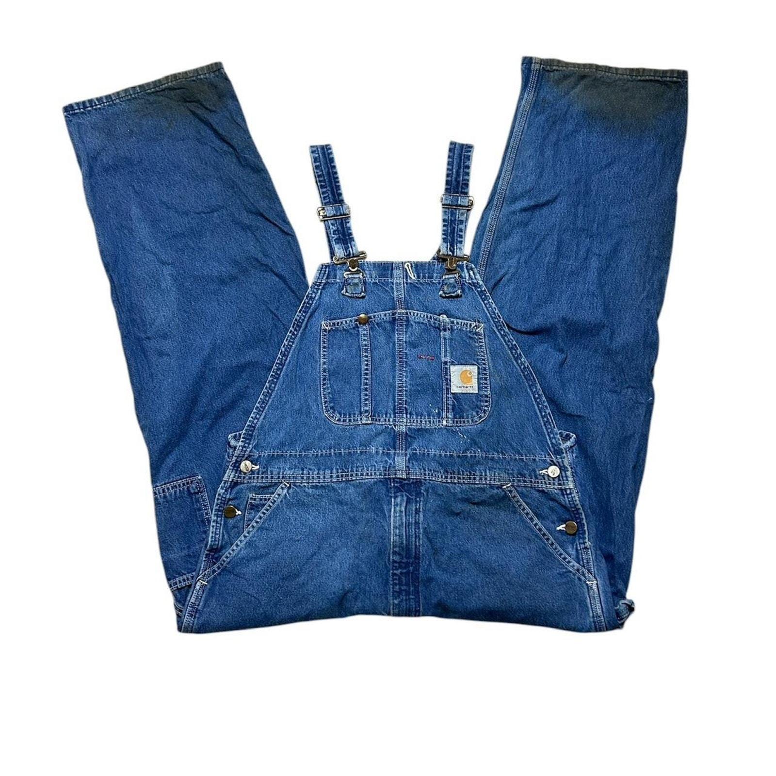 Carhartt Vintage Workwear Cotton Denim Painters Bib Overalls USA