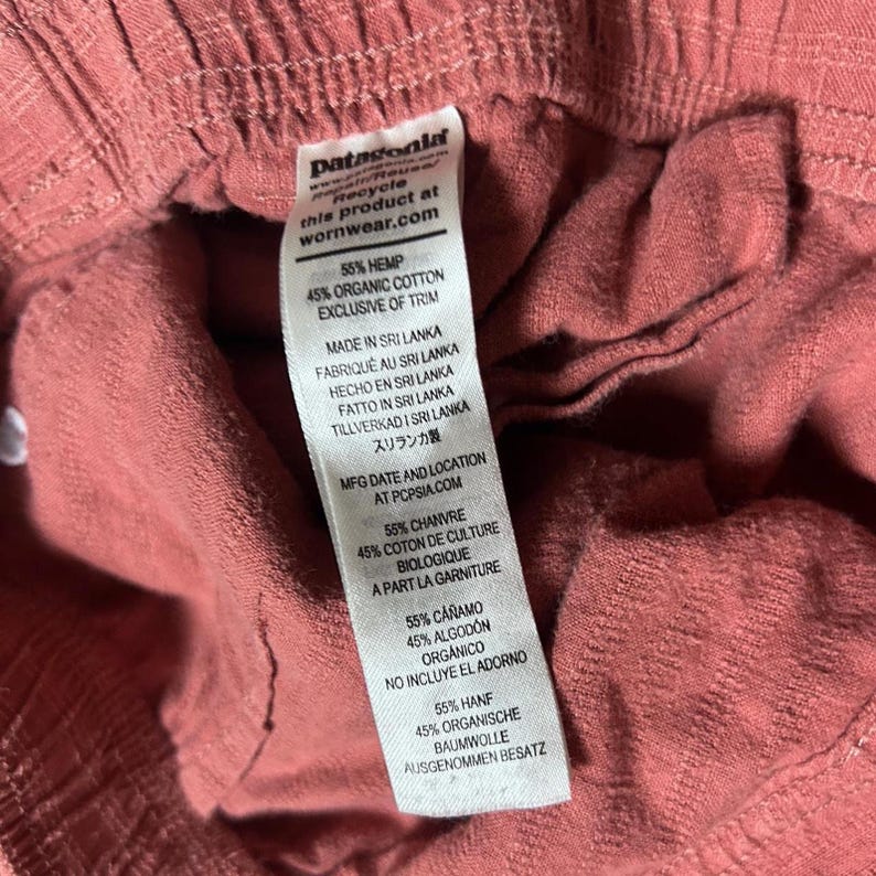 Patagonia Island Hemp Organic Cotton Pink Jogger Drawstring Lounge Pant Women XL image 6