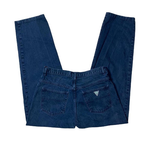 Guess Jeans Vintage 90s USA Made Dark Wash Blue Denim Button
