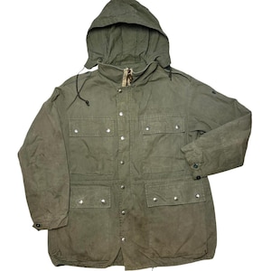 German Military Parka VTG 70s Jacket Coat Olive Cotton Shell XL