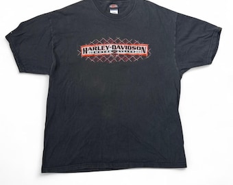Harley Davidson Chain Link Logo Y2K Vintage Faded Black T-shirt