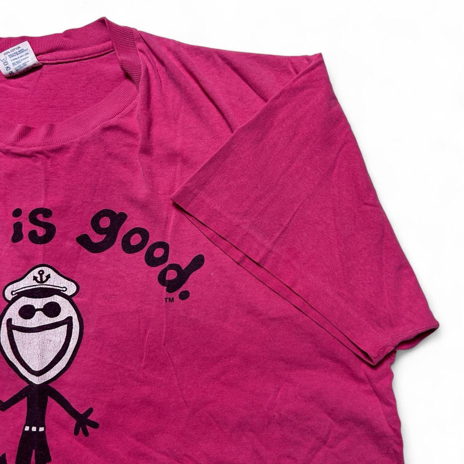Life is Good Vintage 80s Made USA Pink Single Stitch Short Sleeve 