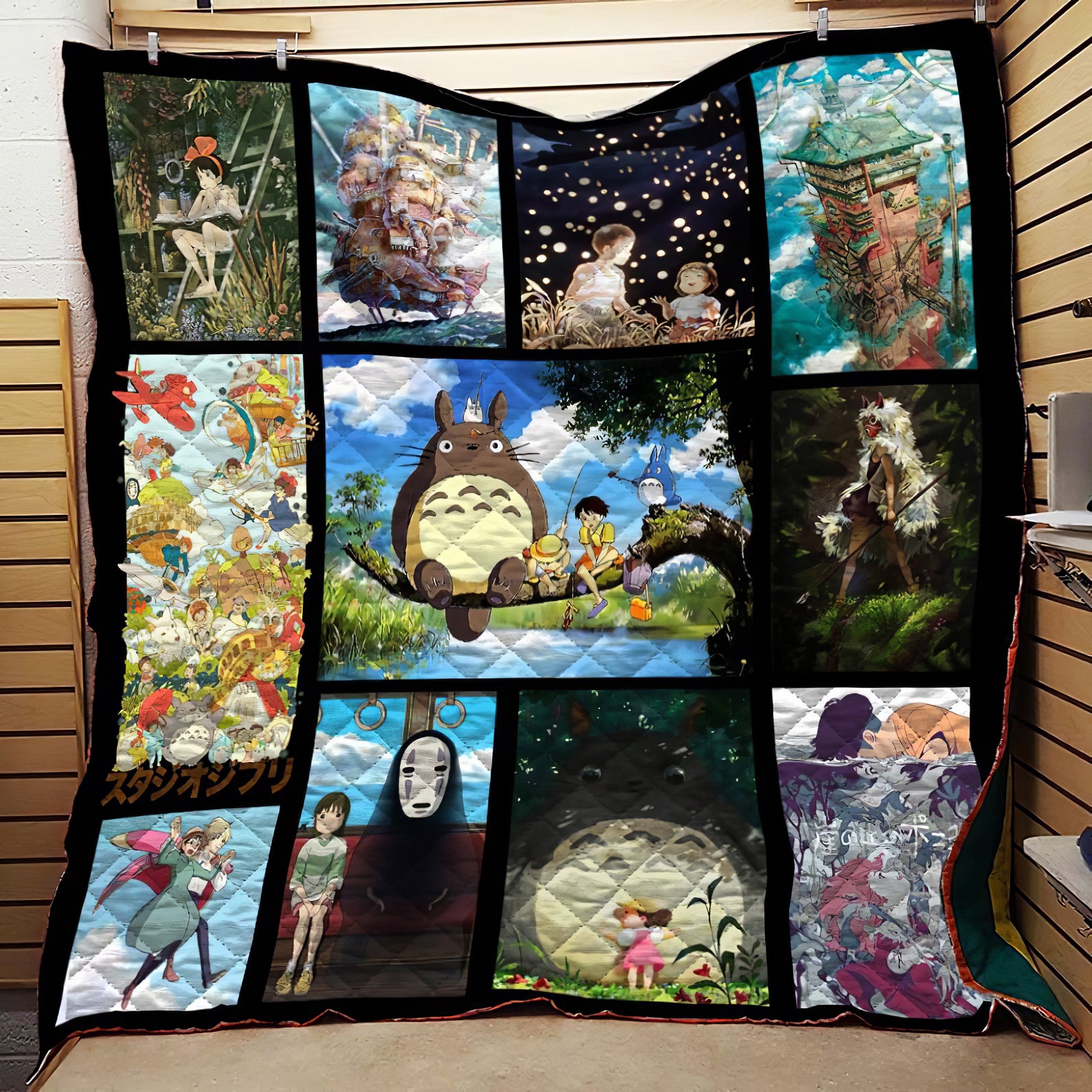 Studio Ghibli Quilt Blanket Totoro No Face Howl Hotaru no Etsy