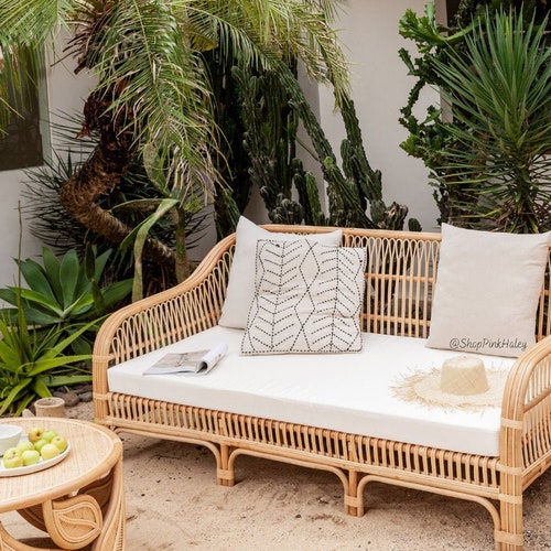 The Pismo Rattan Sofa Couch Ready to Ship Etsy