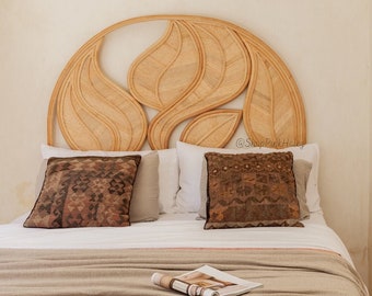 Palm Leaf Rattan Headboard In California King Size - LOCAL PICKUP ONLY
