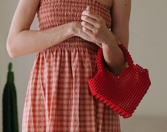 Heart Beaded Clutch - Valentine’s Gifts, Gift For Her, Heart handbags, Heart shape bags, Red handbags