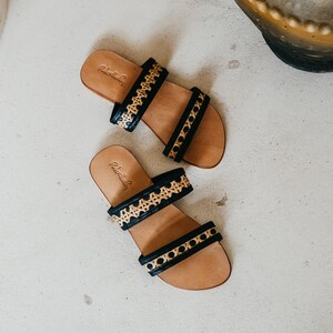 Milani Cane and Leather Slide Sandals image 1